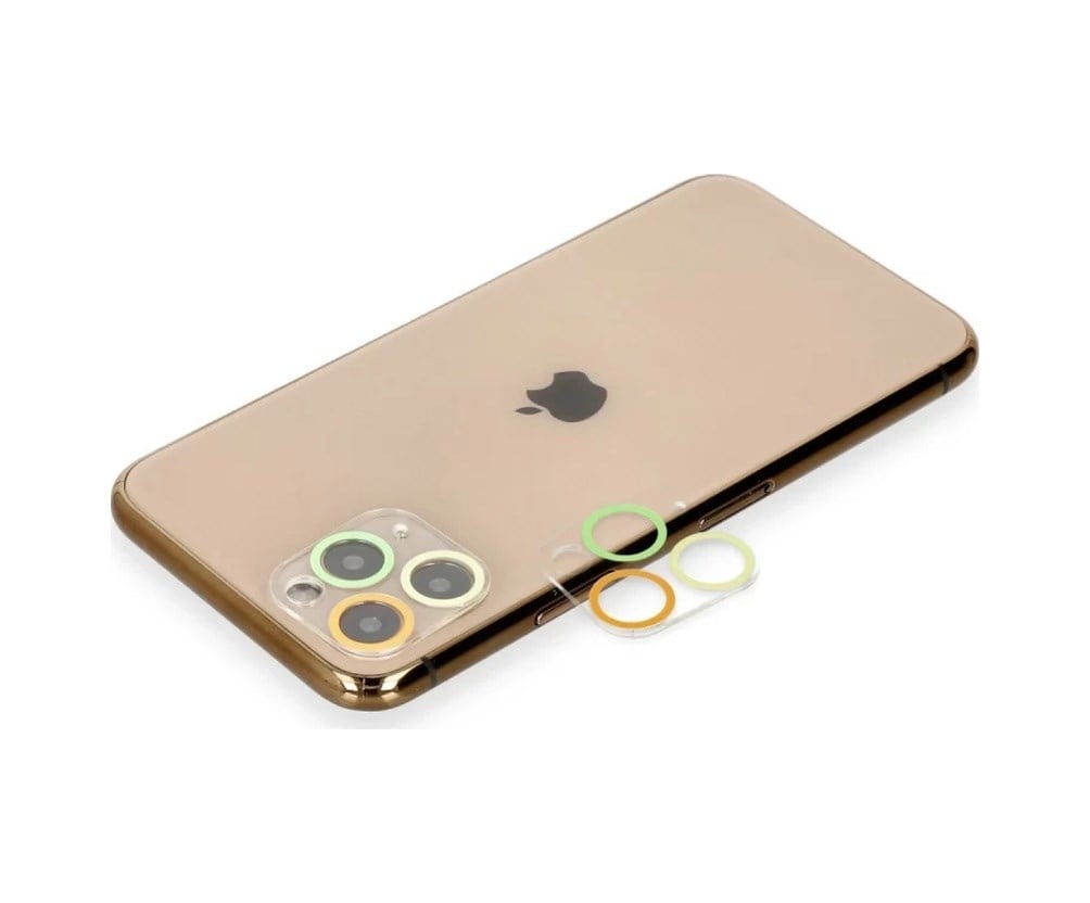 Apple İphone 11 Pro Uyumlu Renkli Kamera Lens Koruma Cam - Pembe-mavi