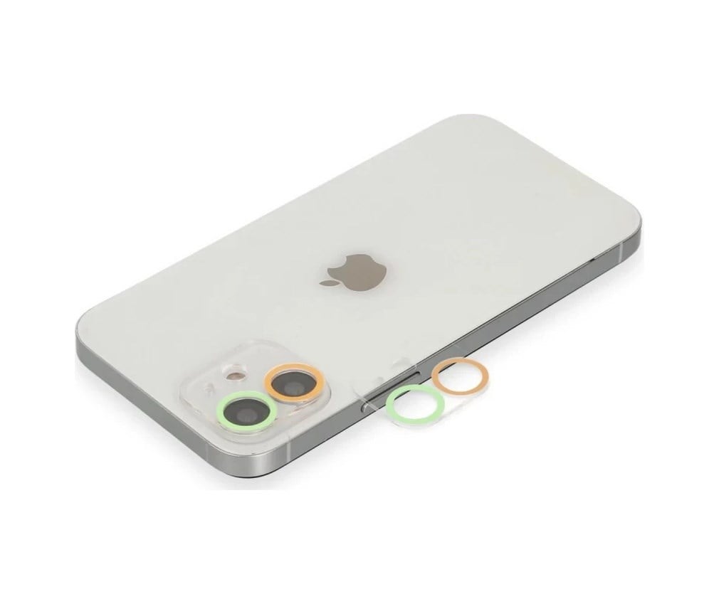 Apple İphone 11 Uyumlu Renkli Kamera Lens Koruma Cam - Turuncu-yeşil