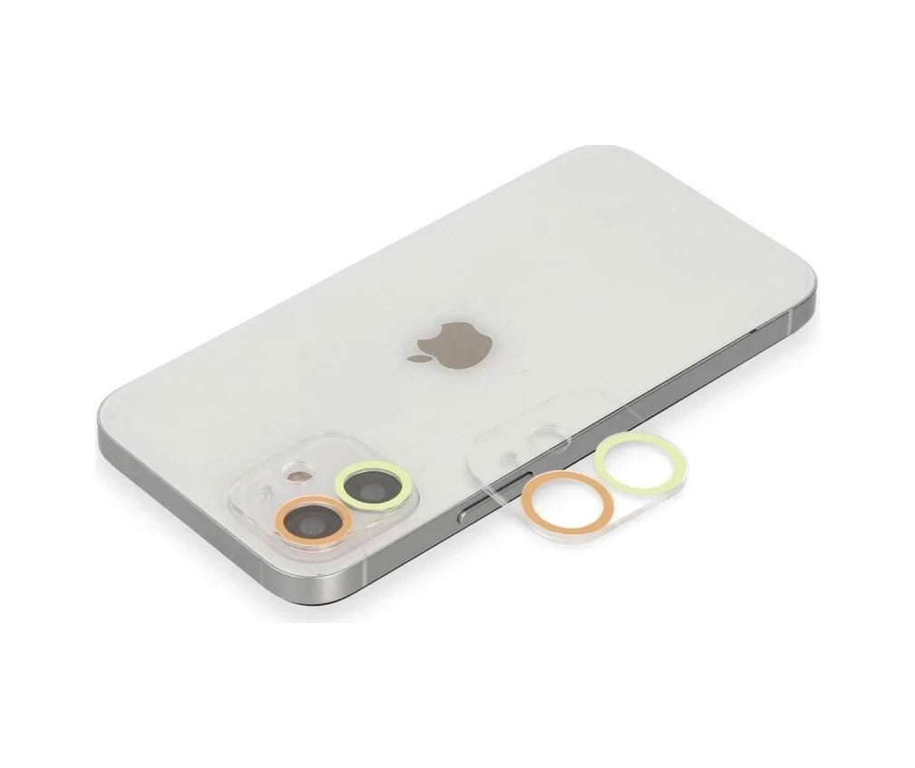 Apple İphone 12 Mini Uyumlu Renkli Kamera Lens Koruma Cam - Sarı-turuncu