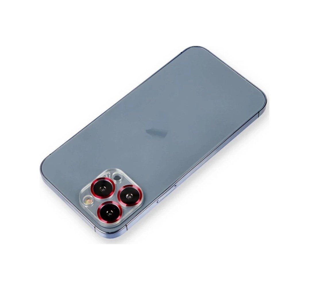 Apple İphone 12 Pro Uyumlu Metal Kamera Lens Koruma Cam - Kırmızı