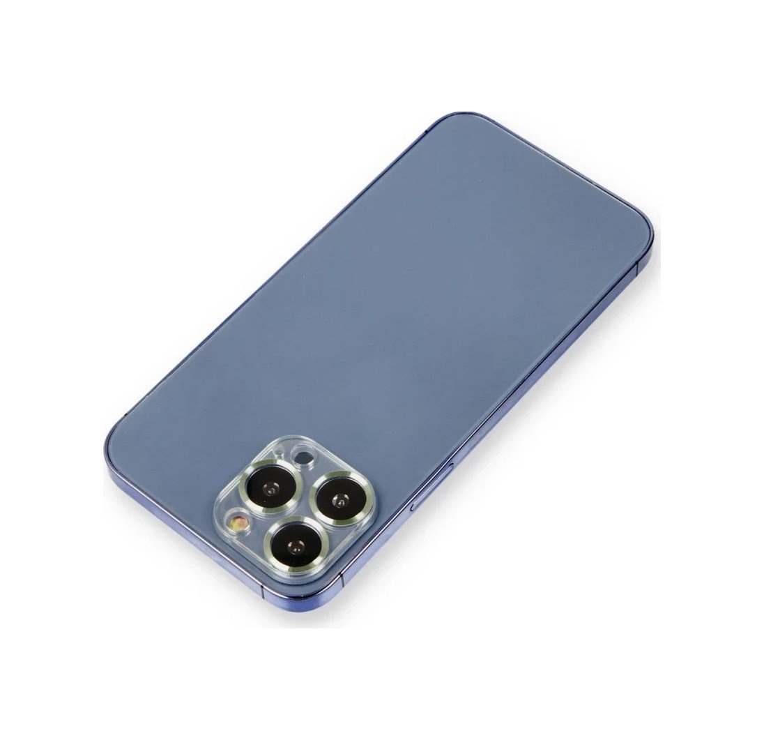 Apple İphone 12 Pro Uyumlu Metal Kamera Lens Koruma Cam - Açık Yeşil