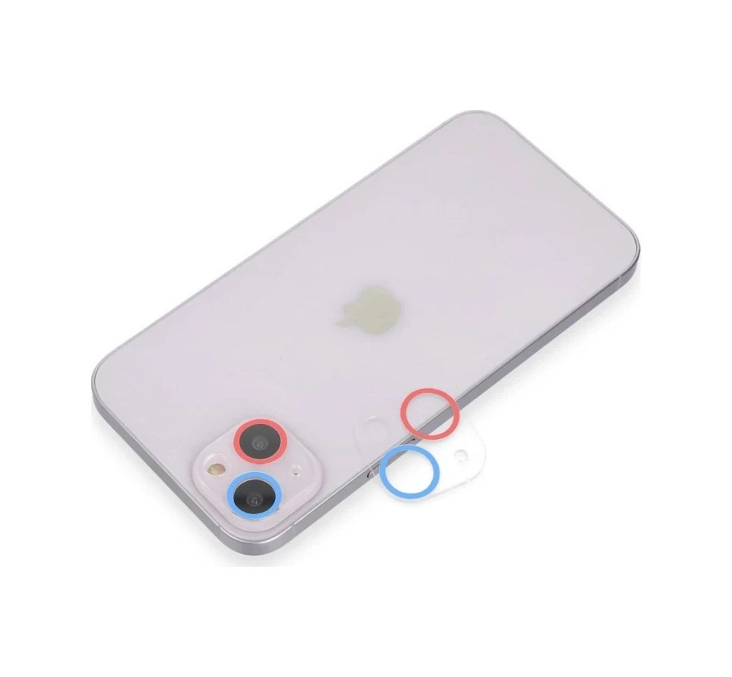 Apple İphone 13 Mini Uyumlu Renkli Kamera Lens Koruma Cam - Pembe-mavi