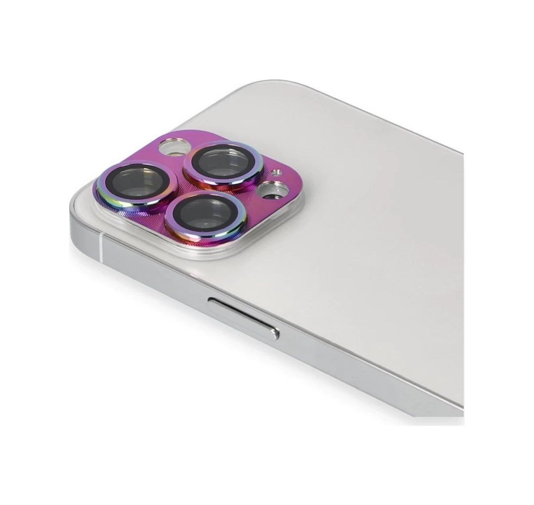 Apple İphone 13 Pro Max Uyumlu Pers Alüminyum Kamera Lens - Rainbow