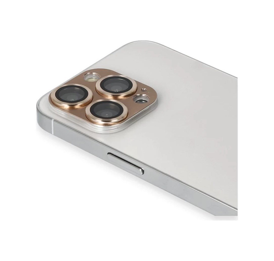 Apple İphone 13 Pro Max Uyumlu Pers Alüminyum Kamera Lens - Gold