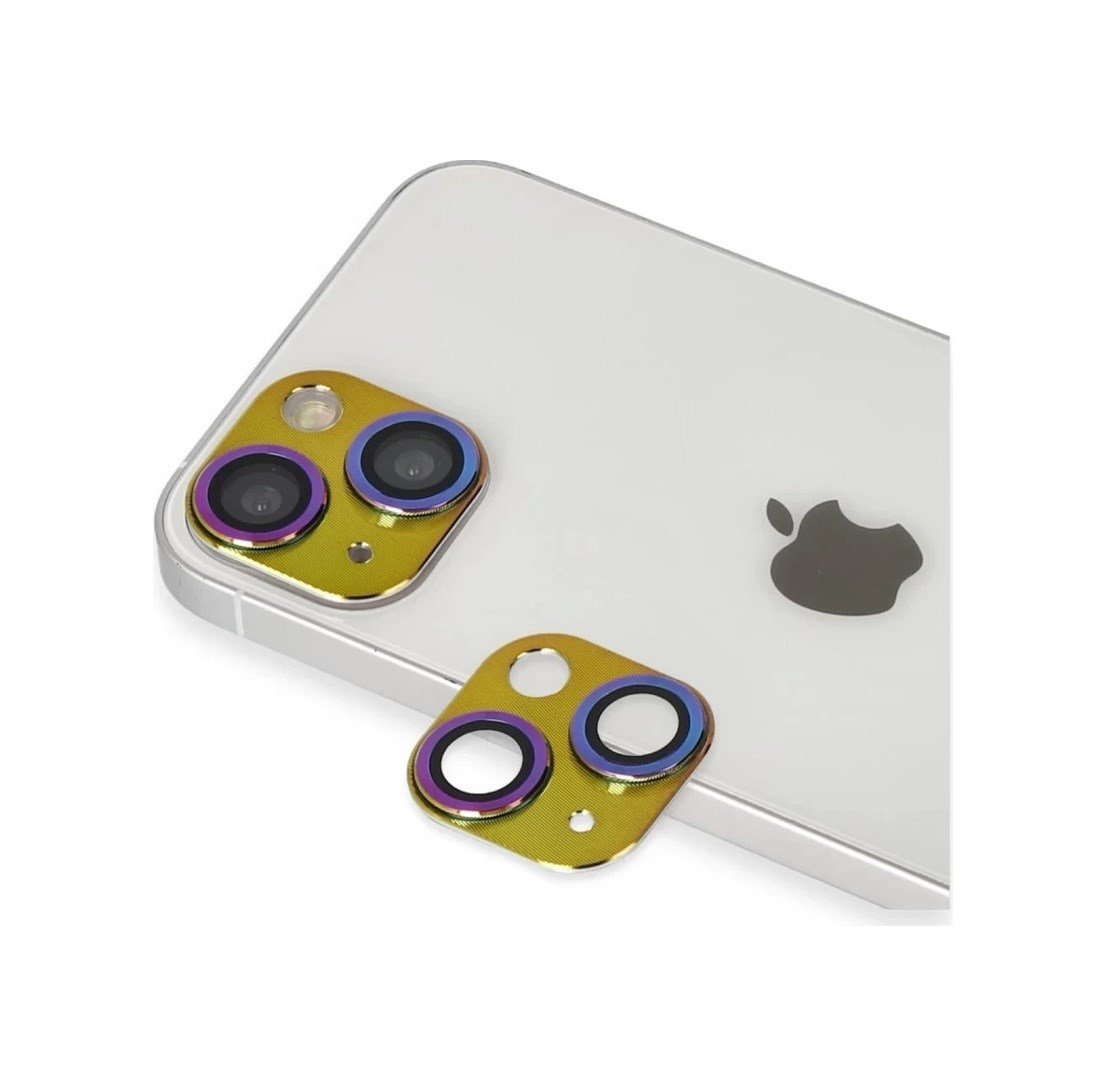 Apple İphone 13 Uyumlu Pers Alüminyum Kamera Lens - Rainbow