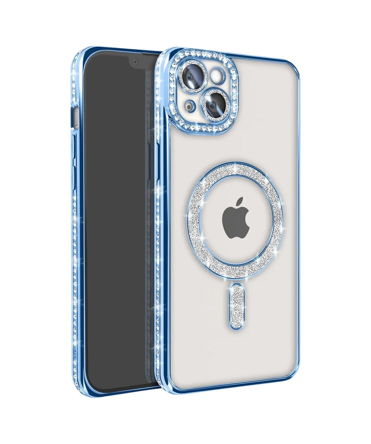 Apple İphone 14 Kılıf Joke Simli Magneticsafe Kılıf - Mavi 0.2M-Çok Renkli