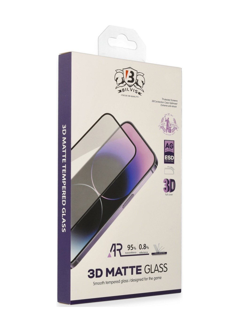 Apple İphone 14 Pro Max Uyumlu Bilvis 3d Mat Cam Ekran Koruyucu