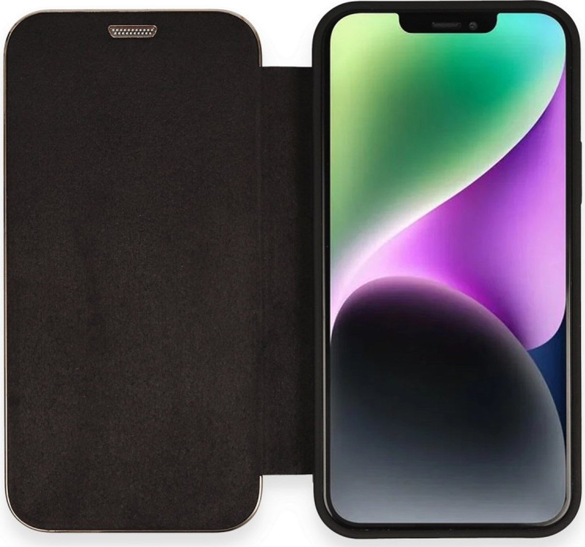 Apple iPhone Uyumlu  12 Kılıf Dolpin Kapaklı -  Siyah Belirtilmemiş