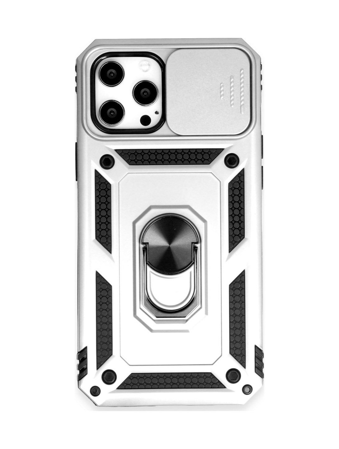 Apple iPhone Uyumlu 12 Pro Max - Kılıf Pars Lens Yüzüklü Silikon - Gümüş Belirtilmemiş