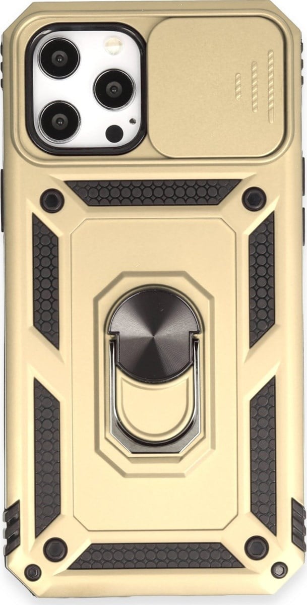 Apple iPhone Uyumlu  12 Pro Max Kılıf Pars Lens Yüzüklü Silikon -  Gold Belirtilmemiş