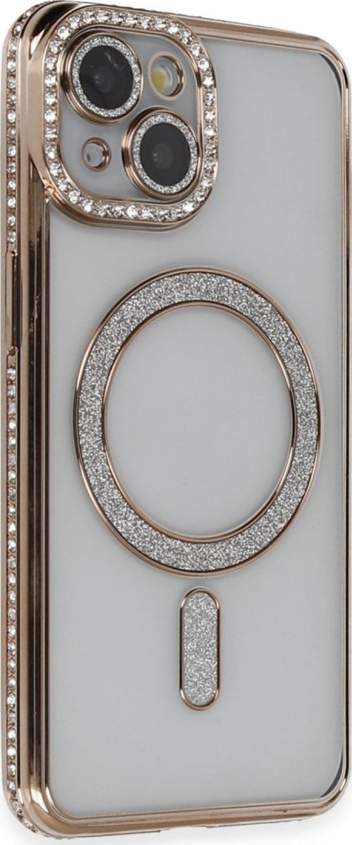 Apple iPhone Uyumlu 13 - Kılıf Joke Simli Magneticsafe - Kılıf - Gold Belirtilmemiş