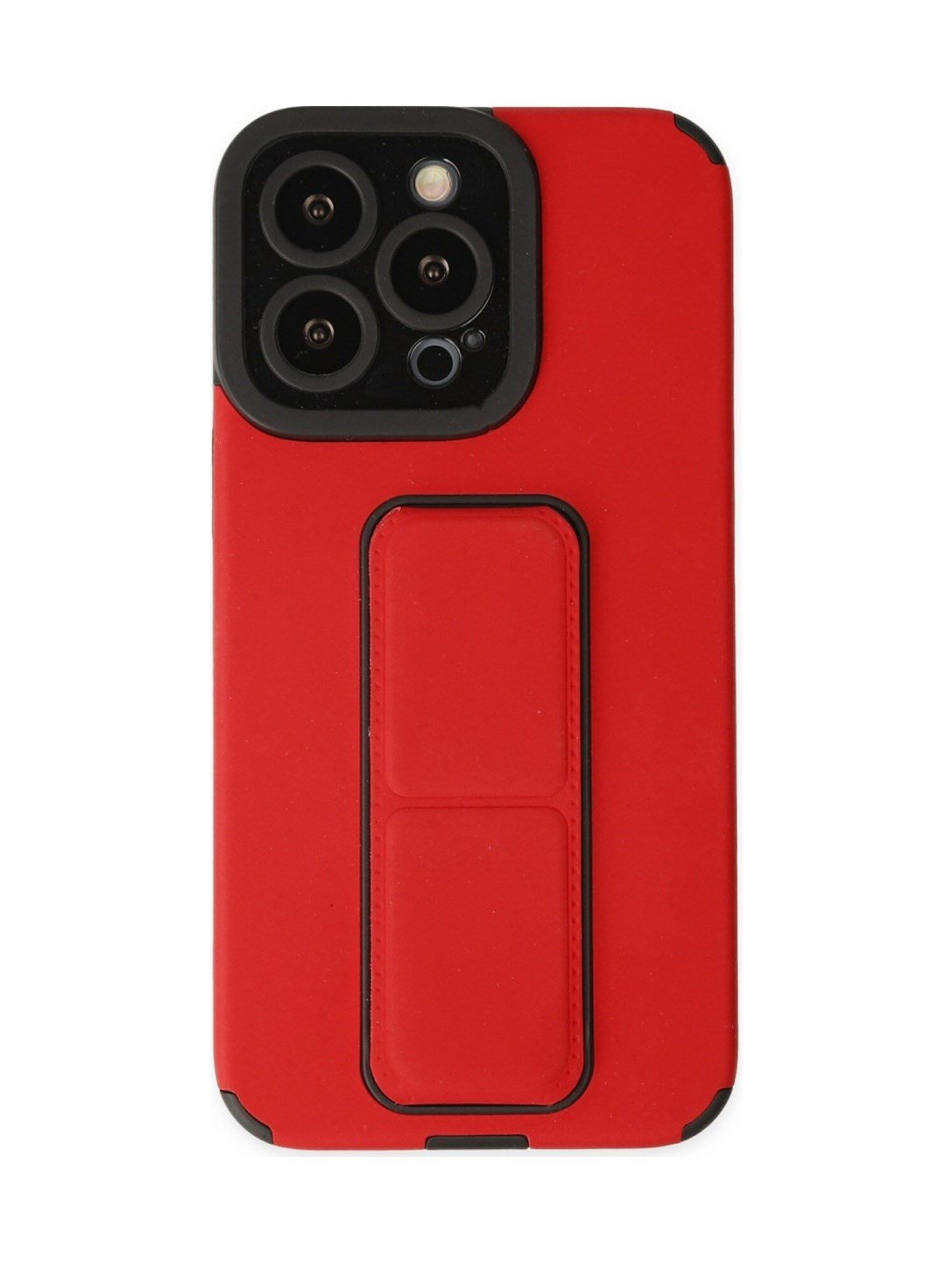 Apple iPhone Uyumlu 13 Pro - Kılıf Mega Standlı Silikon - Kırmızı Belirtilmemiş