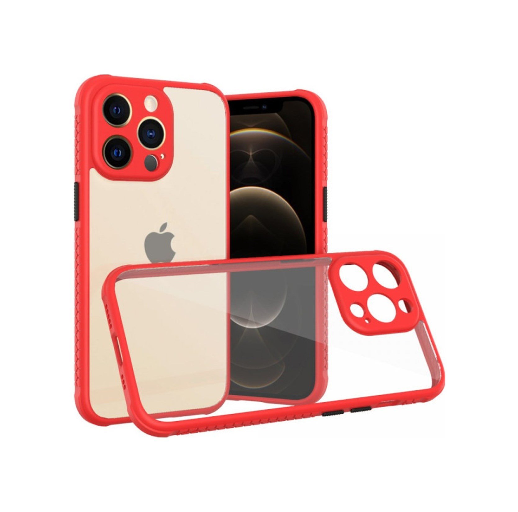 Apple iPhone Uyumlu  13 Pro Kılıf Miami Şeffaf Silikon -  Kırmızı Belirtilmemiş
