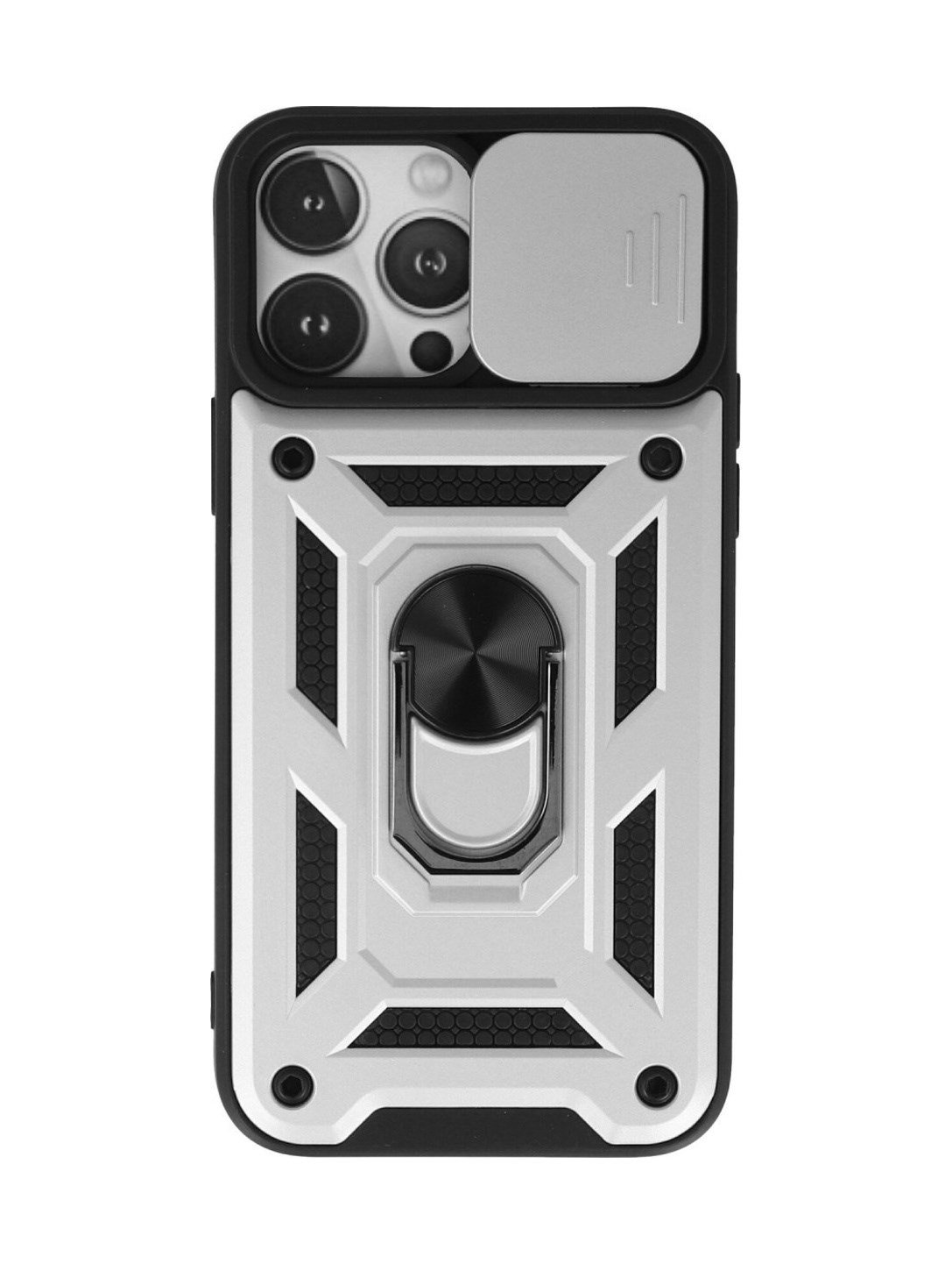 Apple iPhone Uyumlu  13 Pro Kılıf Pars Lens Yüzüklü Silikon -  Gümüş Belirtilmemiş