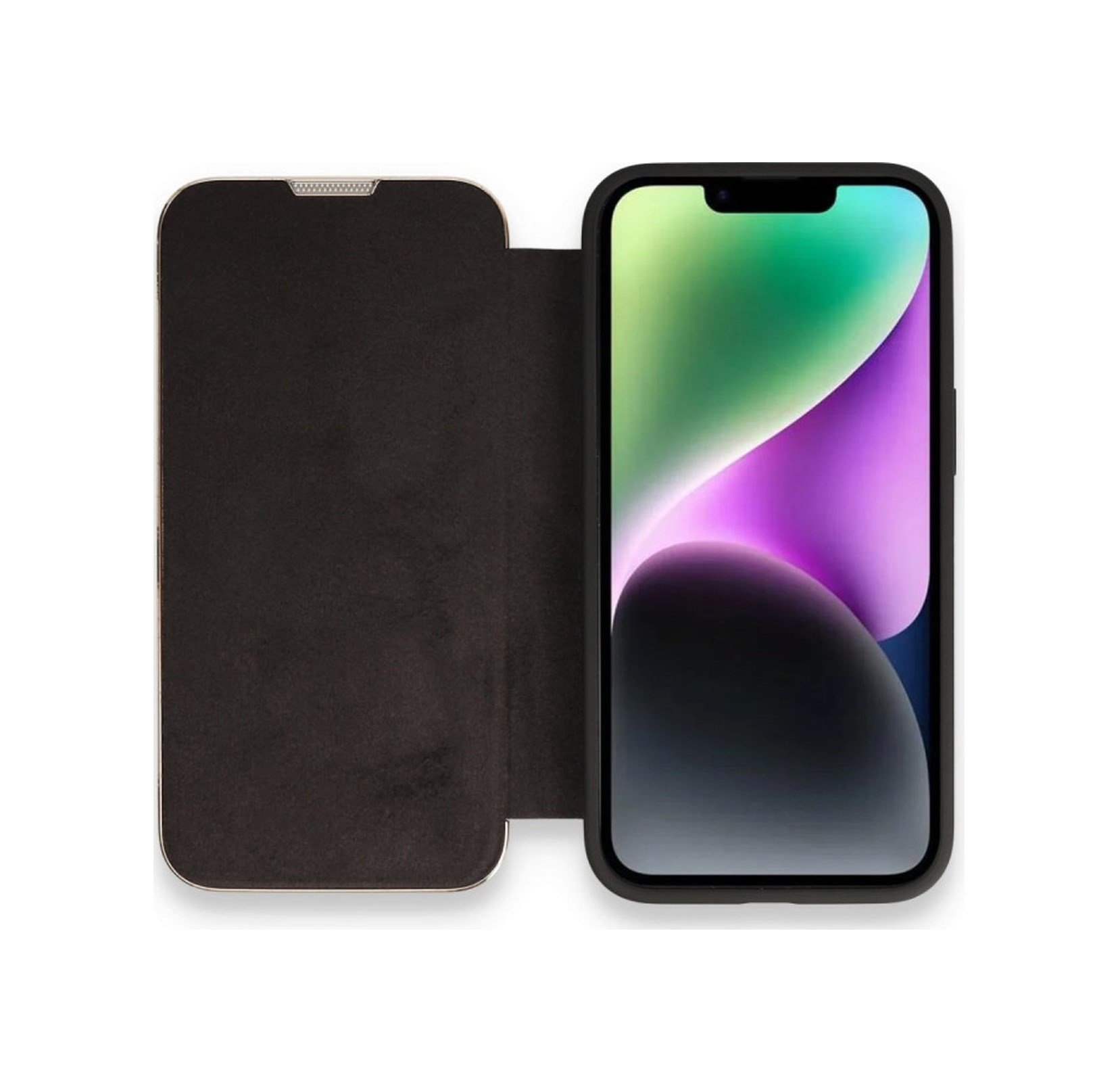 Apple iPhone Uyumlu  13 Pro Max Kılıf Dolpin Kapaklı -  Siyah Belirtilmemiş