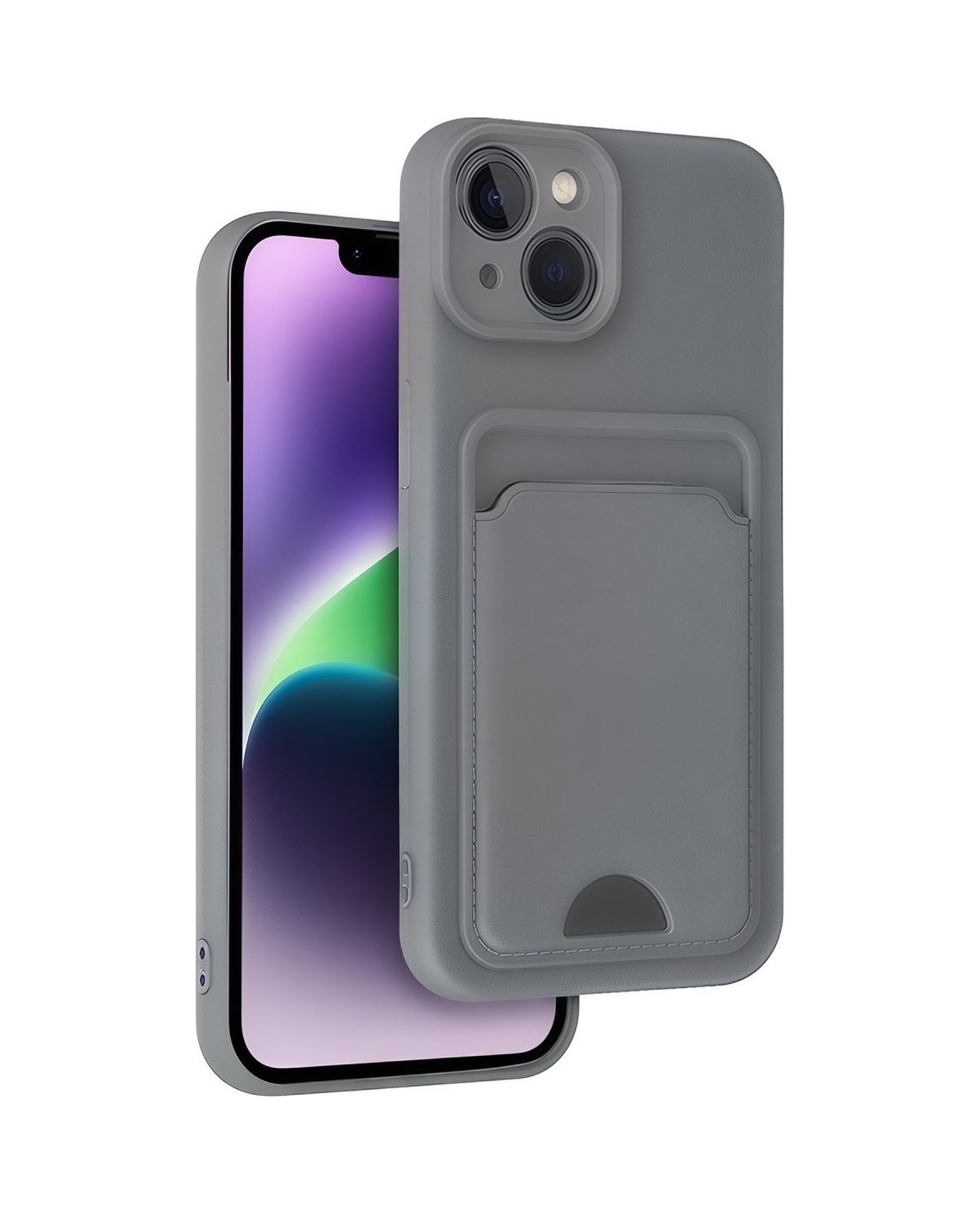 Apple iPhone Uyumlu 14  - Kılıf Kelvin Kartvizitli Silikon  - Gri Belirtilmemiş
