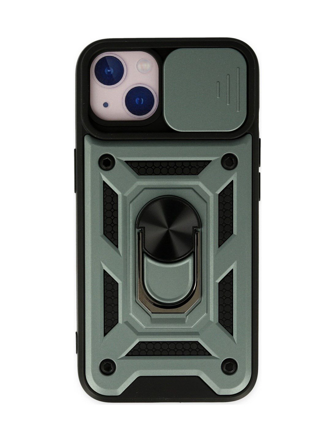 Apple iPhone Uyumlu  14 Kılıf Pars Lens Yüzüklü Silikon -  Yeşil Belirtilmemiş
