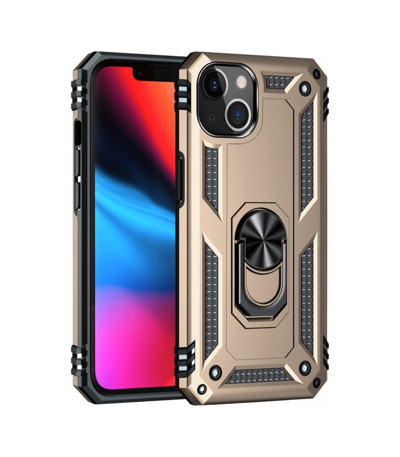 Apple iPhone Uyumlu 14 - Kılıf Sofya Yüzüklü Silikon - Kapak - Gold Belirtilmemiş