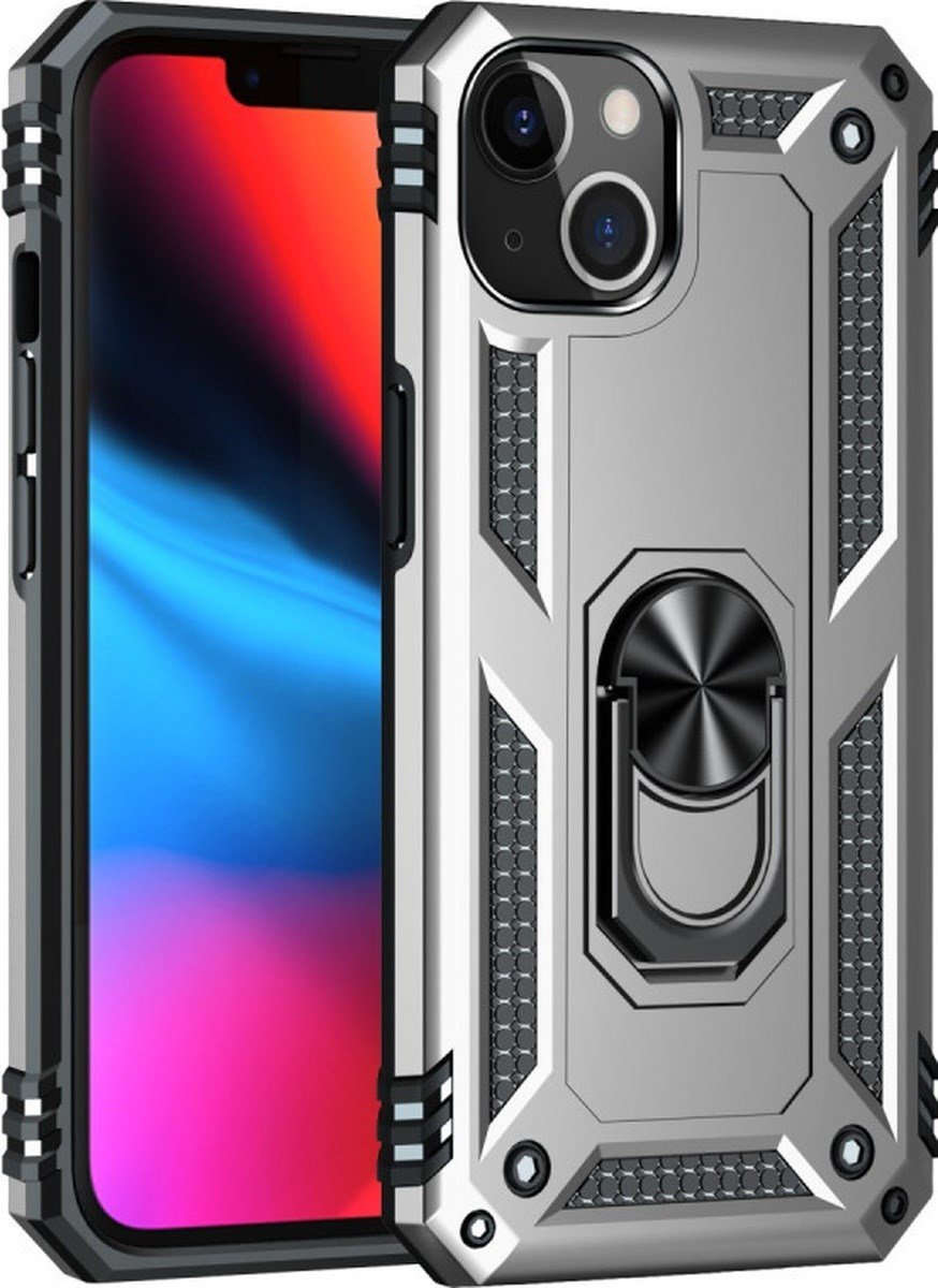 Apple iPhone Uyumlu  14 Plus Kılıf Sofya Yüzüklü Silikon Kapak -  Gümüş Belirtilmemiş