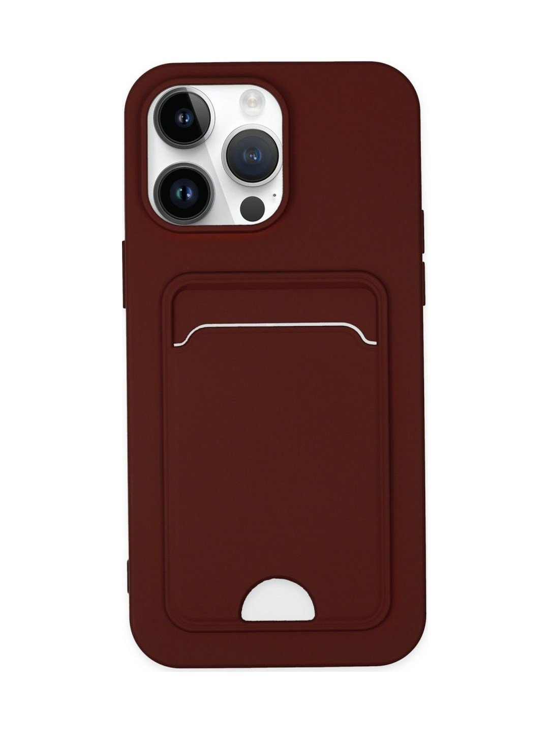 Apple iPhone Uyumlu  14 Pro Kılıf Kelvin Kartvizitli Silikon -  Bordo Belirtilmemiş