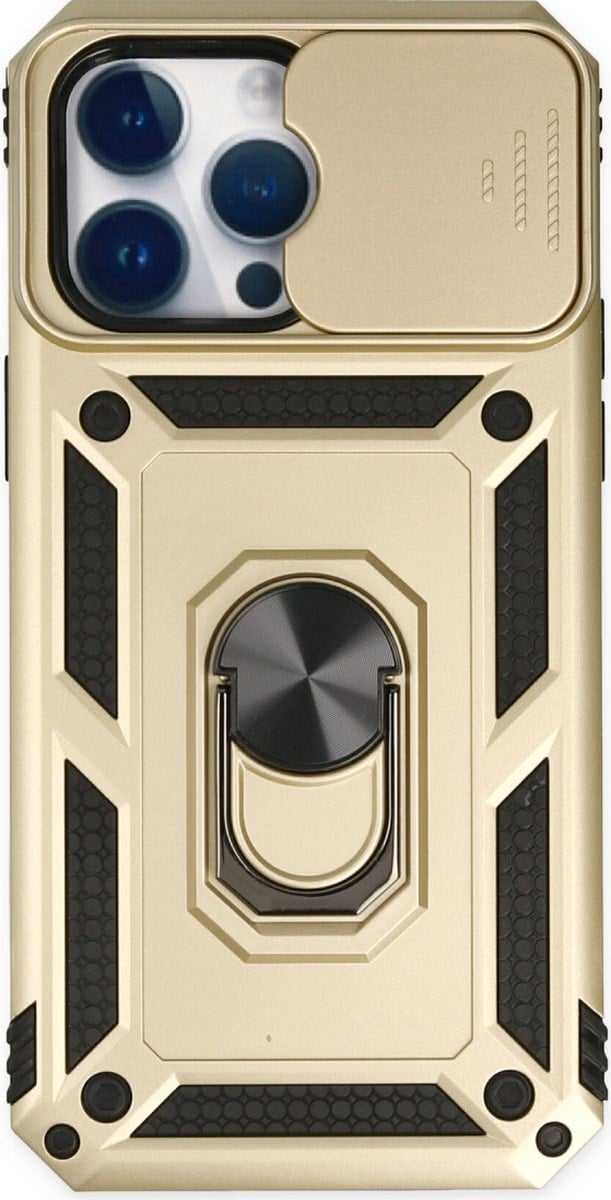 Apple iPhone Uyumlu  14 Pro Max Kılıf Pars Lens Yüzüklü Silikon -  Gold Belirtilmemiş