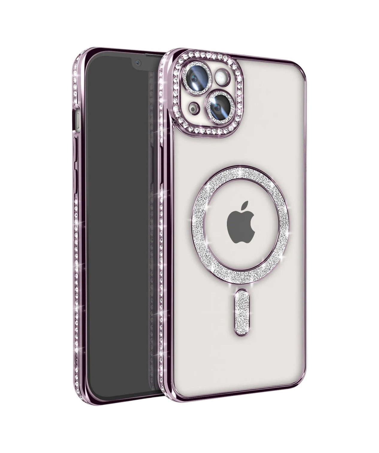 Apple iPhone Uyumlu 15 - Kılıf Joke Simli Magneticsafe - Kılıf - Derin Mor Belirtilmemiş