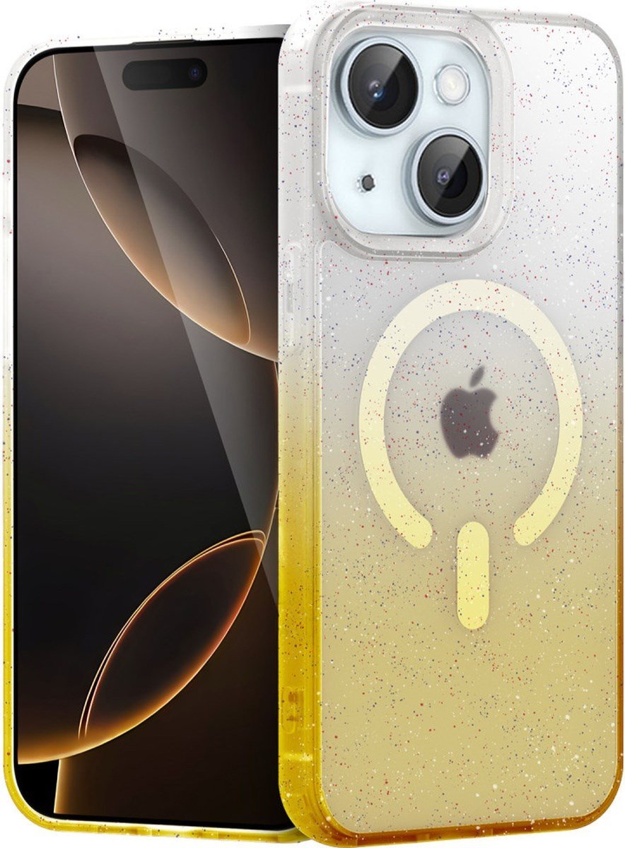 Apple iPhone Uyumlu 15 Plus Pummel Shiny Magsafe - Kapak - Gold Belirtilmemiş