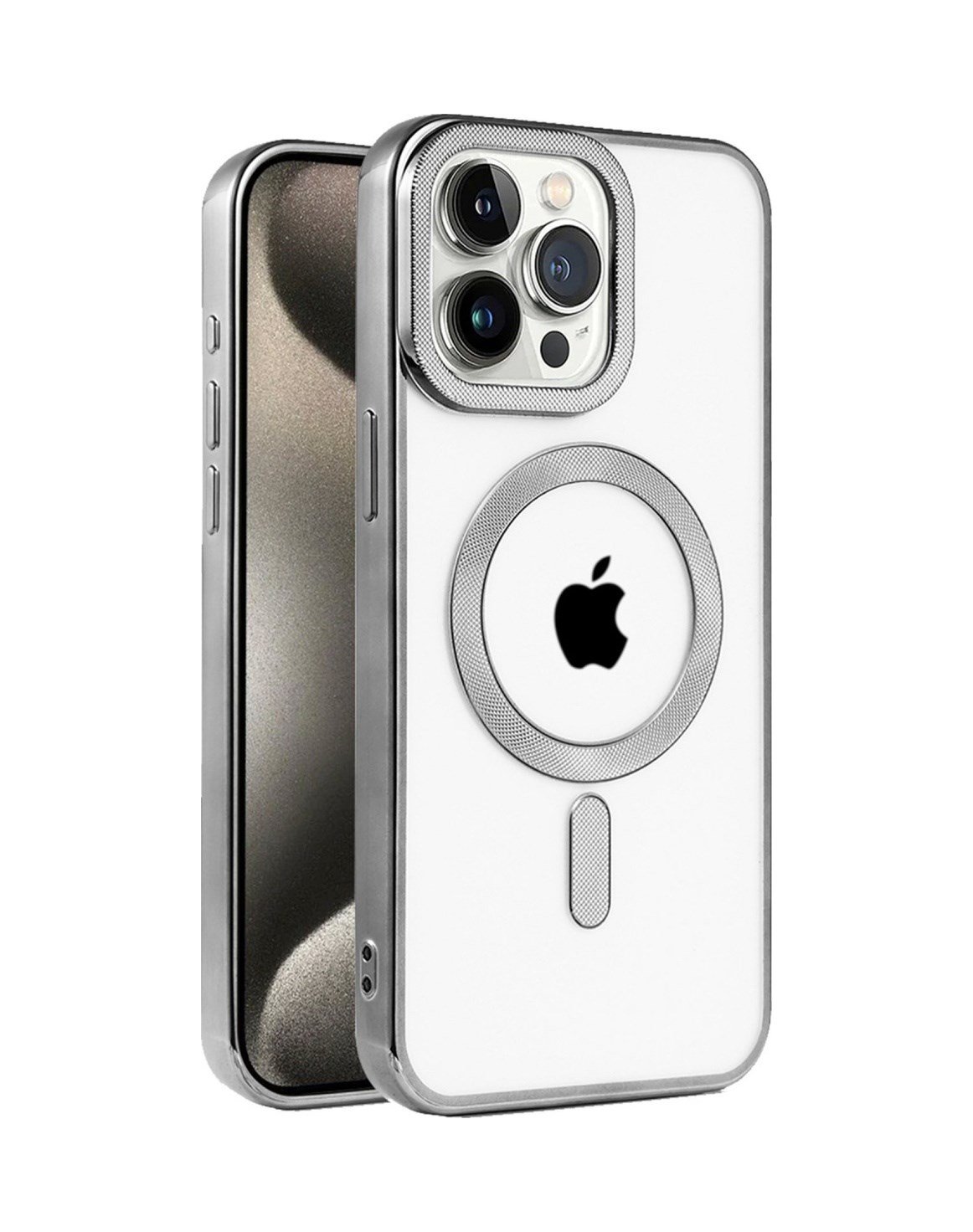 Apple iPhone Uyumlu   15 Pro Kılıf Kronos Magsafe Kapak - Titanyum Gri Belirtilmemiş