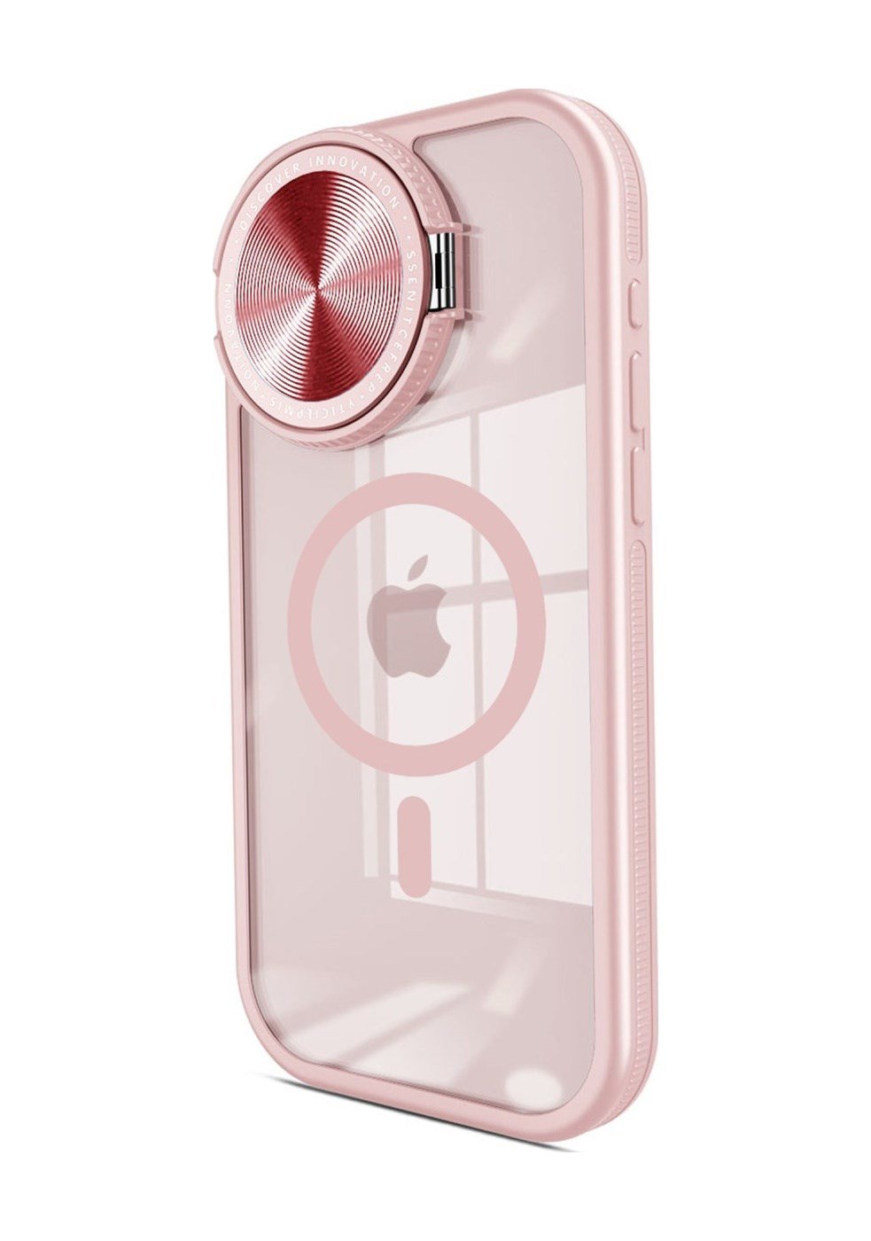 Apple iPhone Uyumlu   15 Pro Kılıf Teleskop Lens Magsafe Silikon Kapak - Pembe Belirtilmemiş