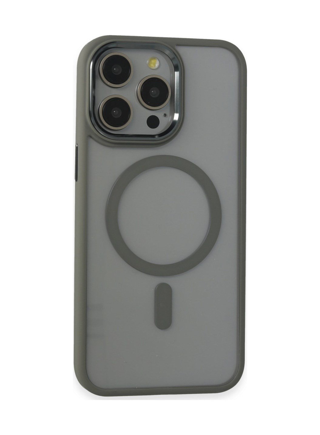 Apple iPhone Uyumlu 15 Pro Max - Kılıf Room Magneticsafe Silikon - Gri Belirtilmemiş