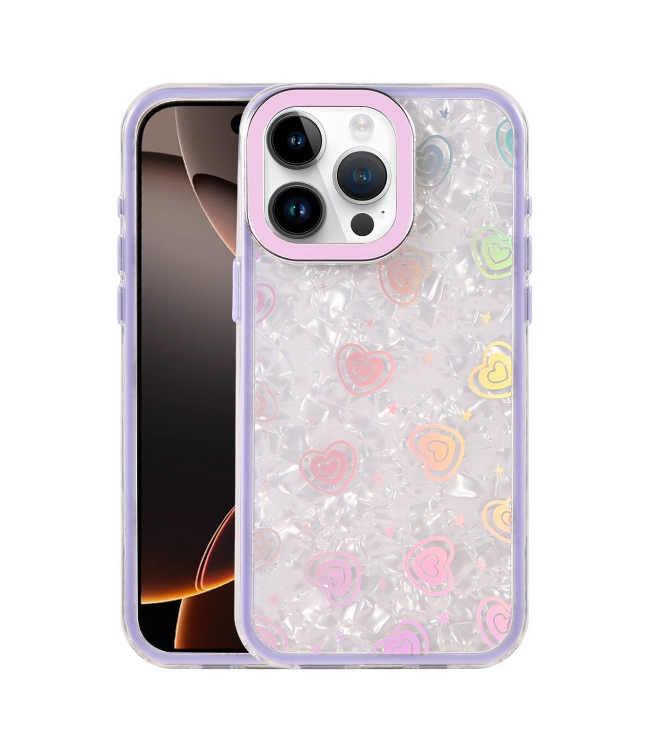 Apple iPhone Uyumlu   15 Pro Max Lumi Desenli Kapak - Mor Belirtilmemiş
