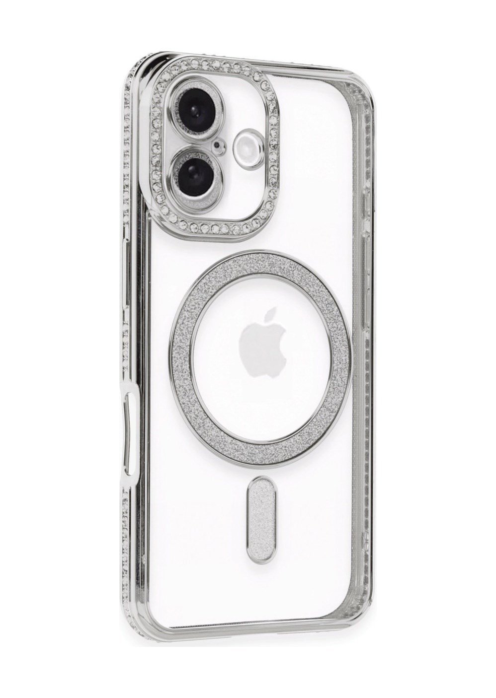 Apple iPhone Uyumlu  16 Kılıf Joke Simli Magneticsafe Kılıf -  Gümüş Belirtilmemiş