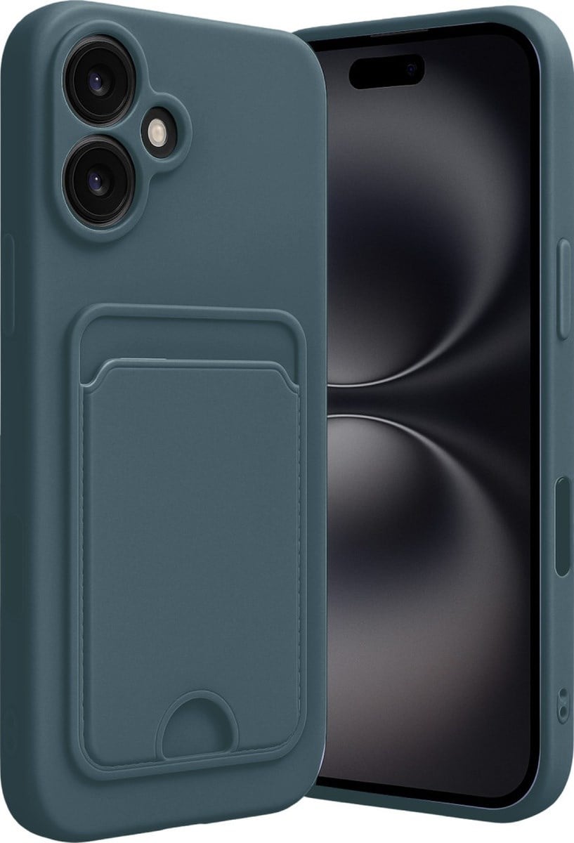 Apple iPhone Uyumlu  16 Kılıf Kelvin Kartvizitli Silikon -  Koyu Yeşil Belirtilmemiş