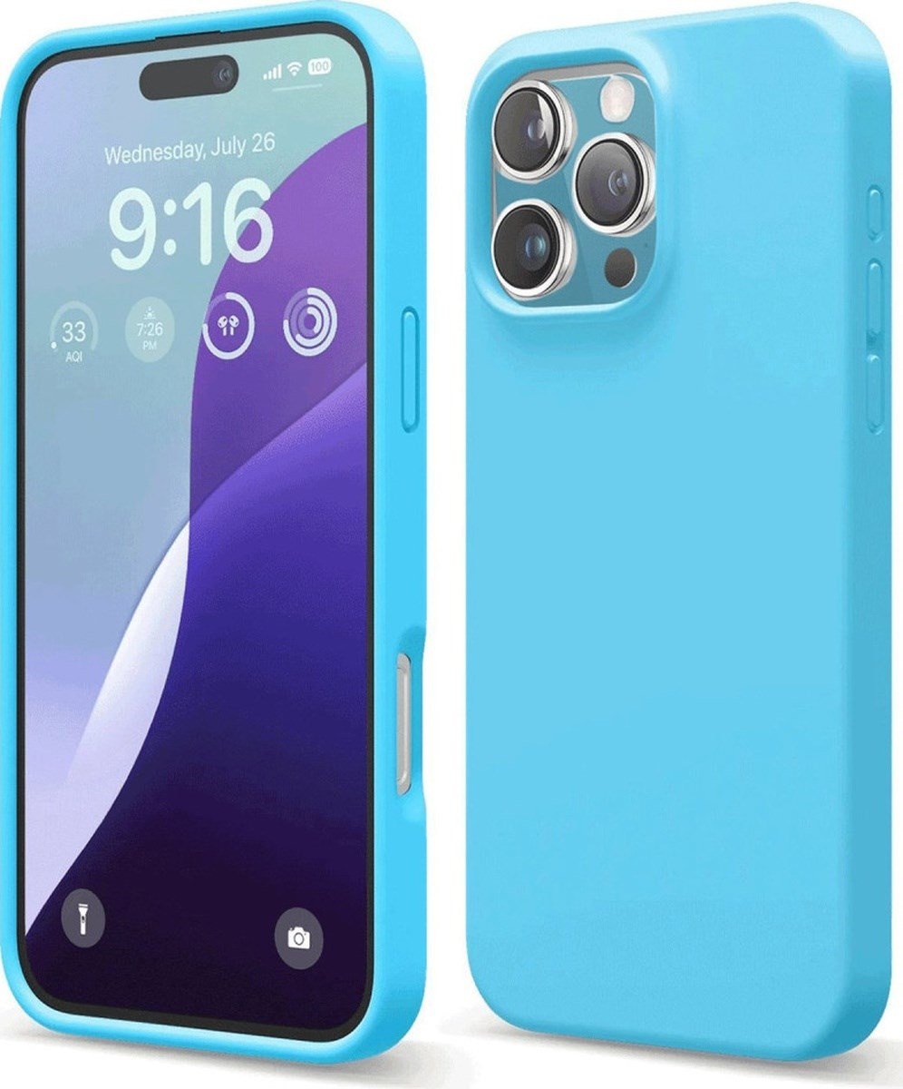 Apple iPhone Uyumlu   16 Pro Max Kılıf Nano İçi Kadife Silikon - Mavi Belirtilmemiş