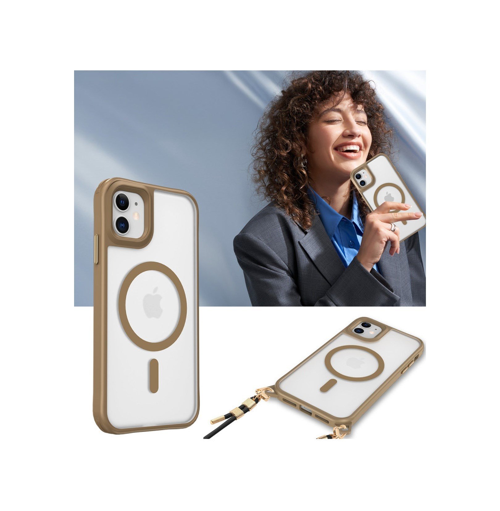 Apple   Uyumlu   iPhone 11 Kılıf Enka Magsafe Silikon Kılıf - Desert Belirtilmemiş