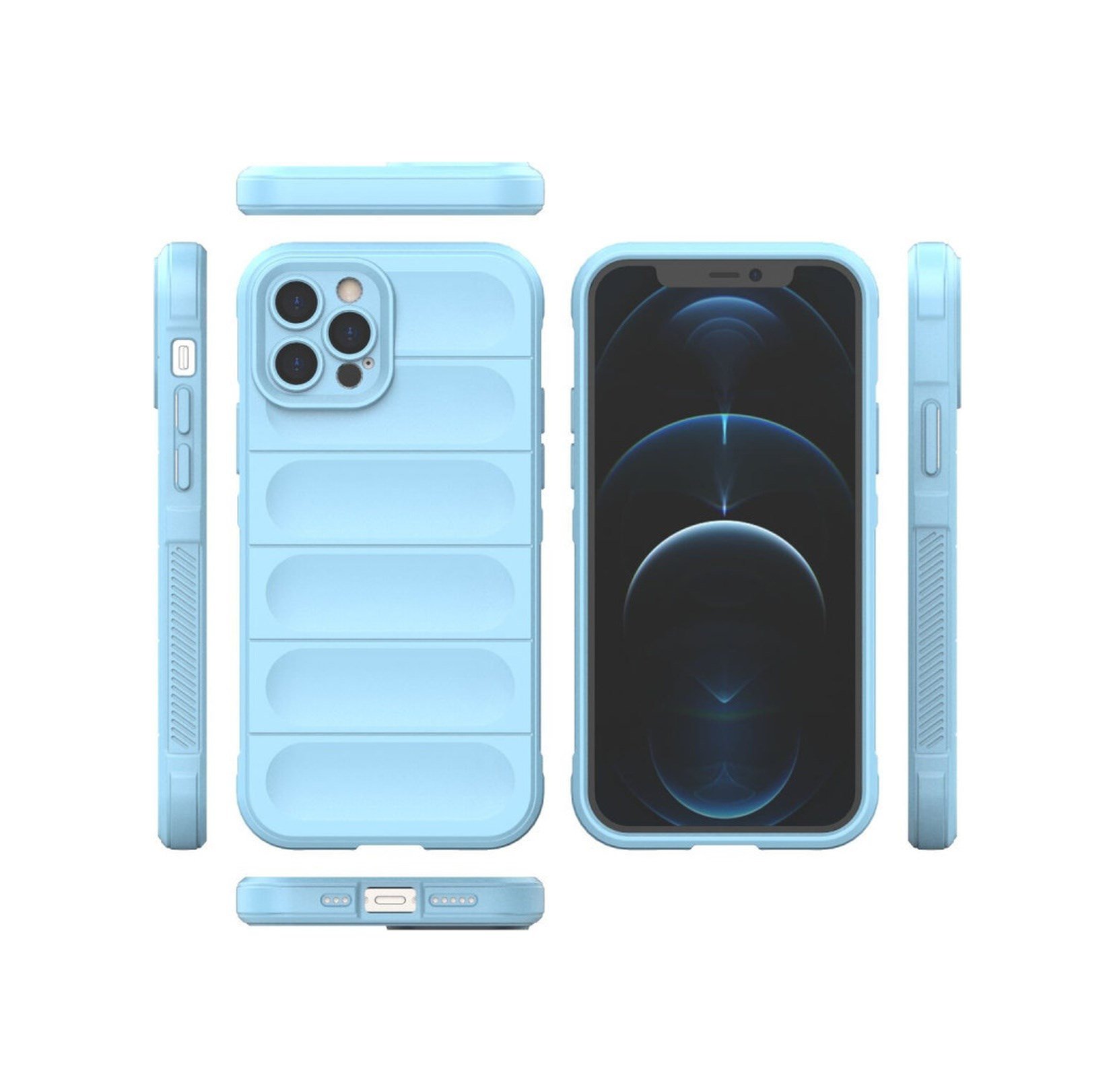Apple Uyumlu   iPhone 12 Pro Kılıf Optimum Silikon - Sky Blue Belirtilmemiş
