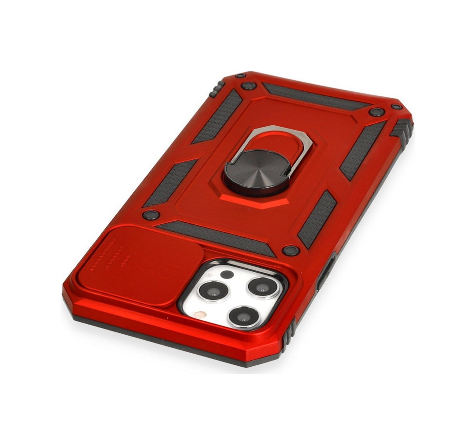 Apple Uyumlu   iPhone 12 Pro Max Kılıf Pars Lens Yüzüklü Silikon - Kırmızı Belirtilmemiş