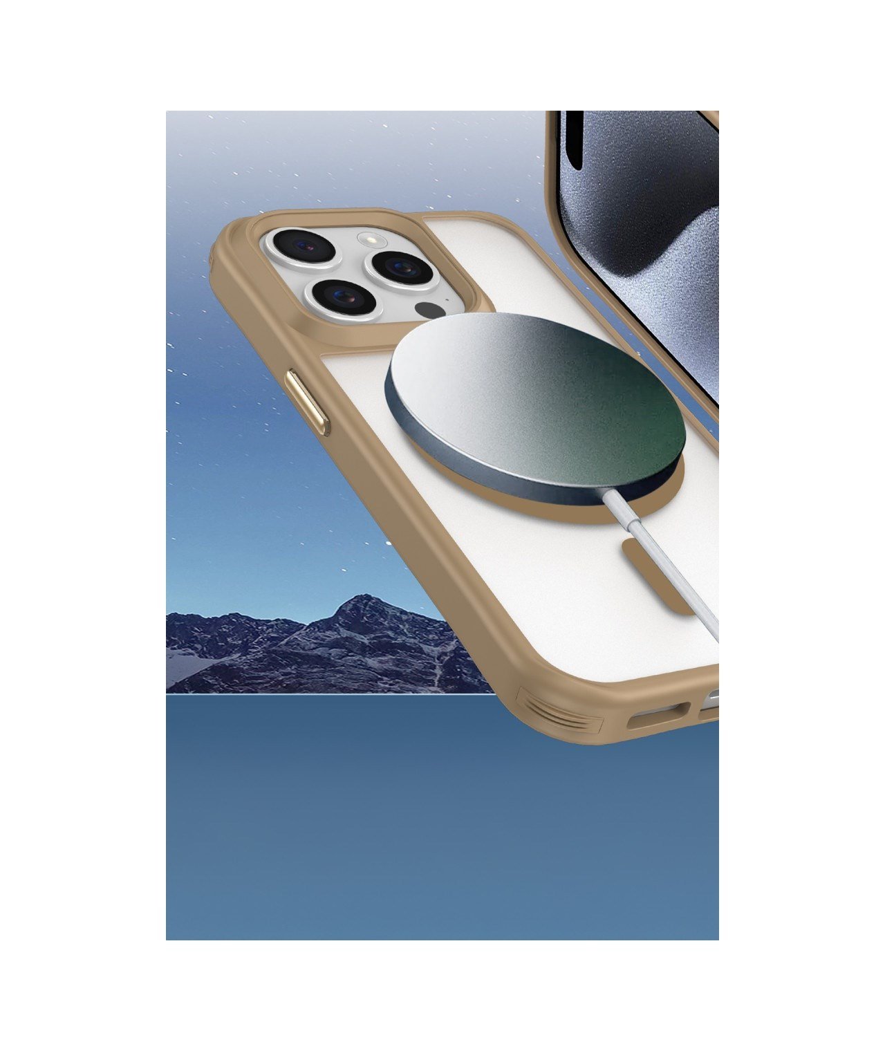 Apple Uyumlu   iPhone 15 Pro Max Kılıf Enka Magsafe Silikon Kılıf - Desert Belirtilmemiş