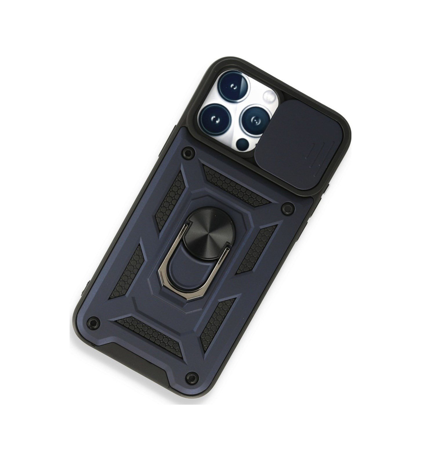 Apple Uyumlu   iPhone 15 Pro Max Kılıf Pars Lens Yüzüklü Silikon - Lacivert Belirtilmemiş