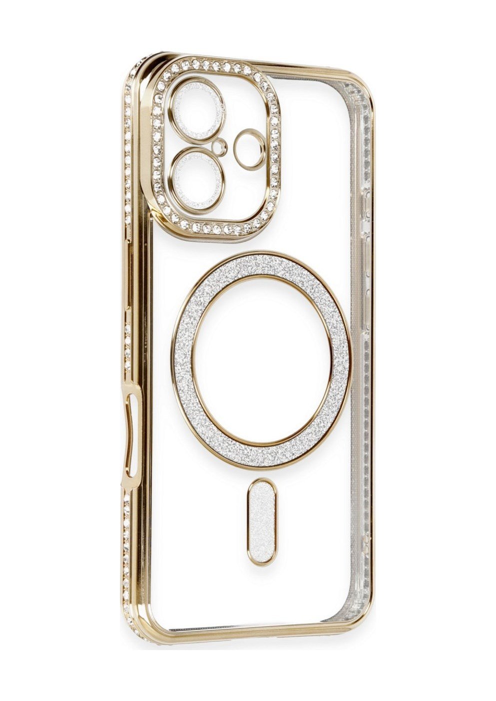Apple Uyumlu   iPhone 16 Kılıf Joke Simli Magneticsafe Kılıf - Gold Belirtilmemiş