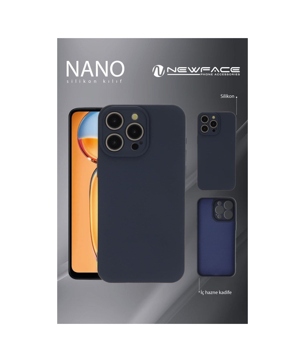 Apple Uyumlu   iPhone 16 Pro Max Kılıf Nano İçi Kadife Silikon - Lacivert Belirtilmemiş