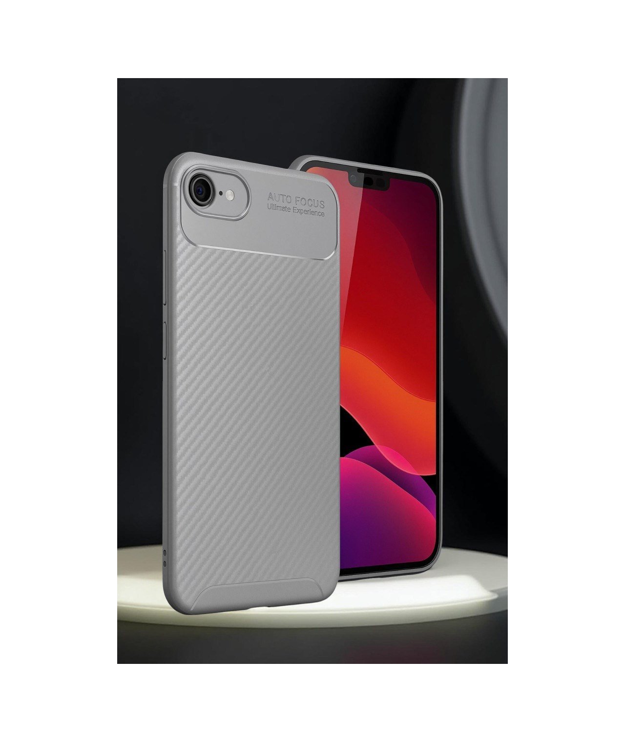 Apple Uyumlu   iPhone 16e Kılıf Auto Focus Karbon Kapak - Gri Belirtilmemiş
