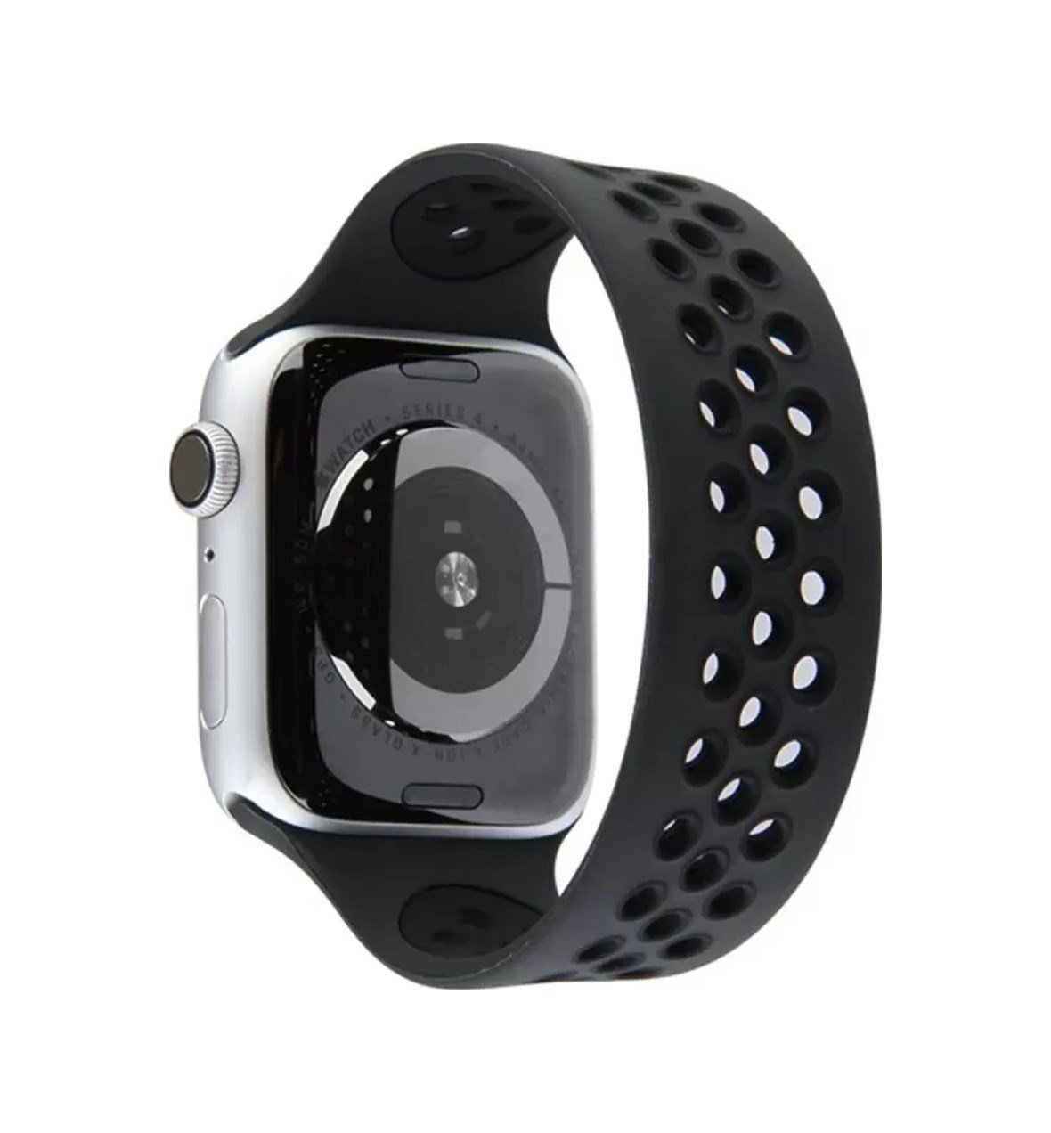 Apple Watch 38mm Uyumlu Ayarlı Delikli Silikon Kordon - Siyah-siyah -