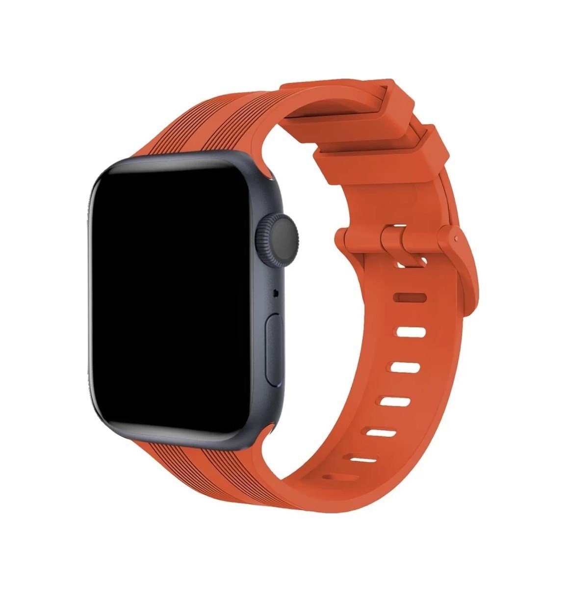 Apple Watch 38mm Uyumlu Kr408 Çizgili Silikon Kordon - Turuncu Diğer