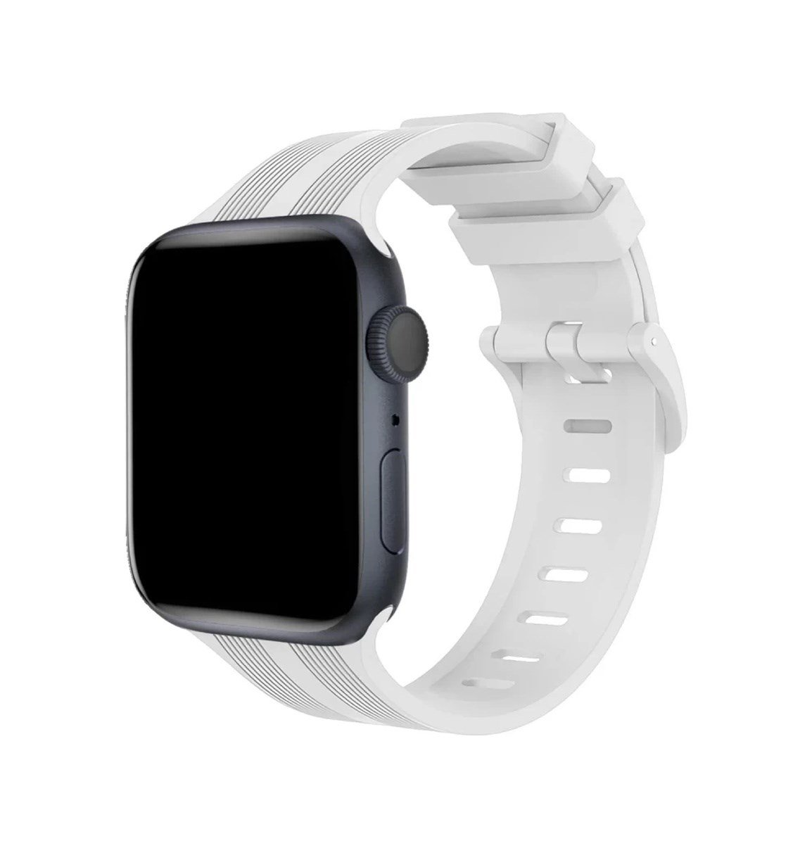 Apple Watch 38mm Uyumlu Kr408 Çizgili Silikon Kordon - Beyaz -