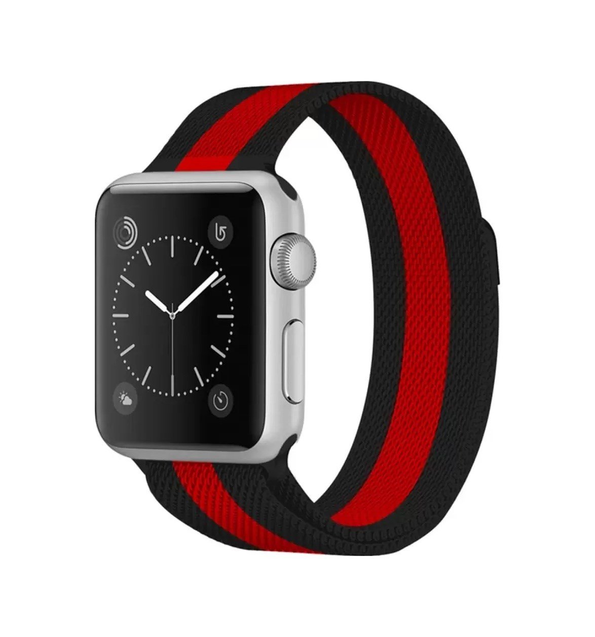 Apple Watch 38mm Uyumlu Metal Mıknatıslı Kordon - Siyah-kırmızı -
