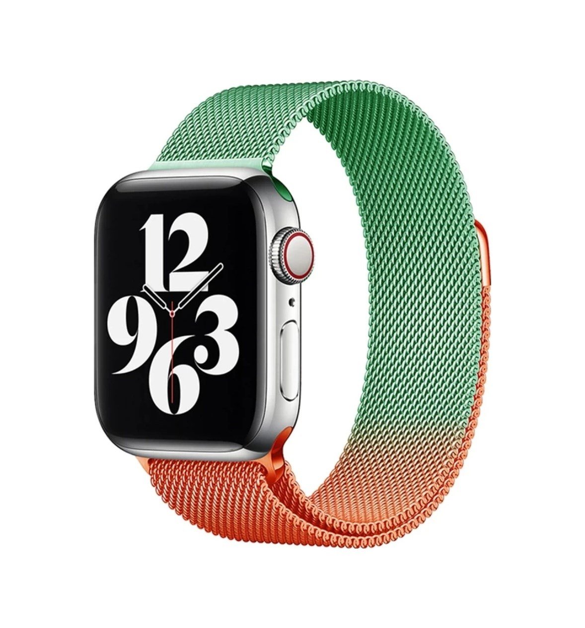 Apple Watch 38mm Uyumlu Metal Mıknatıslı Kordon - Turuncu-yeşil Diğer