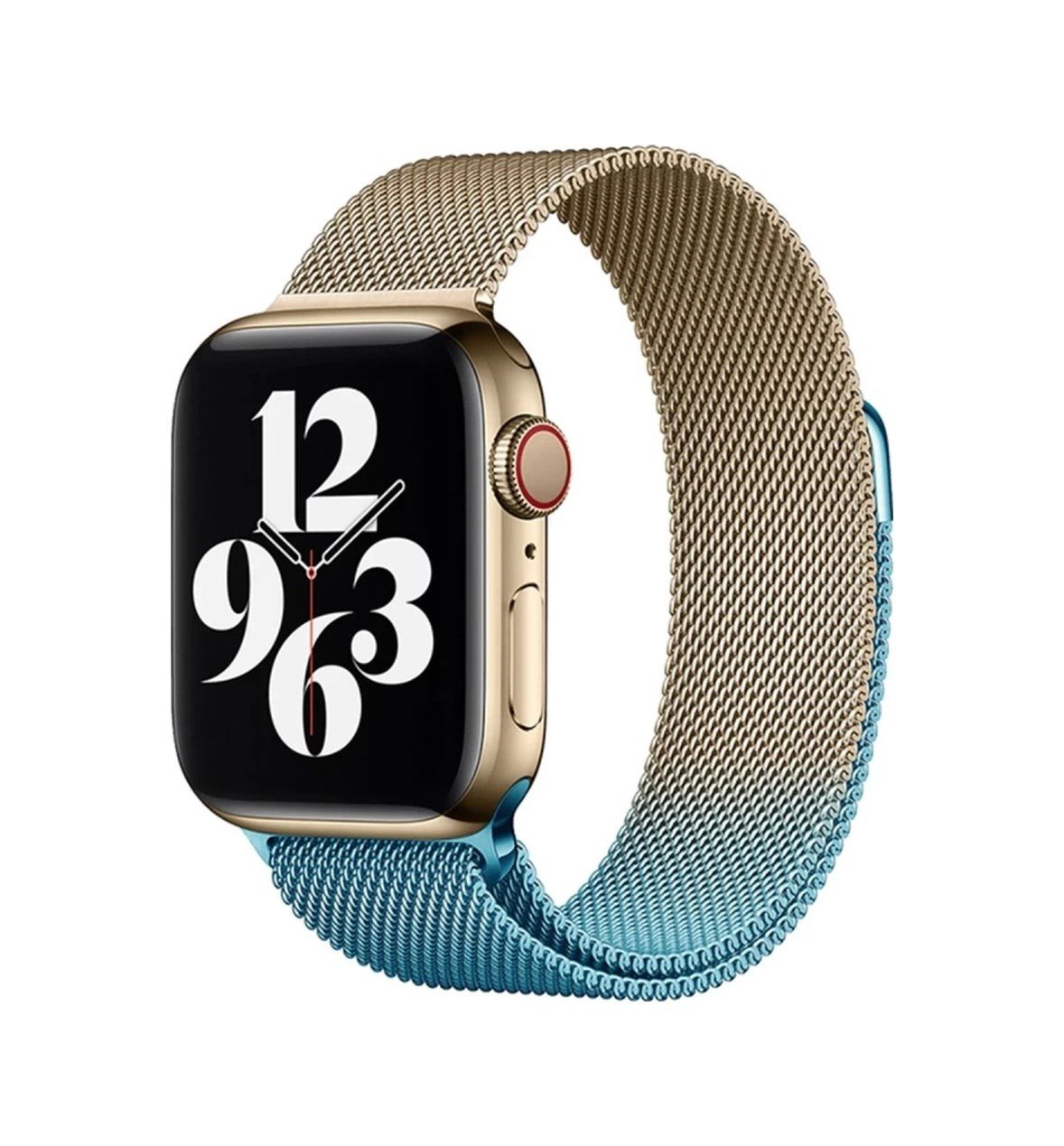 Apple Watch 38mm Uyumlu Metal Mıknatıslı Kordon - Metalik Gold-mavi Diğer