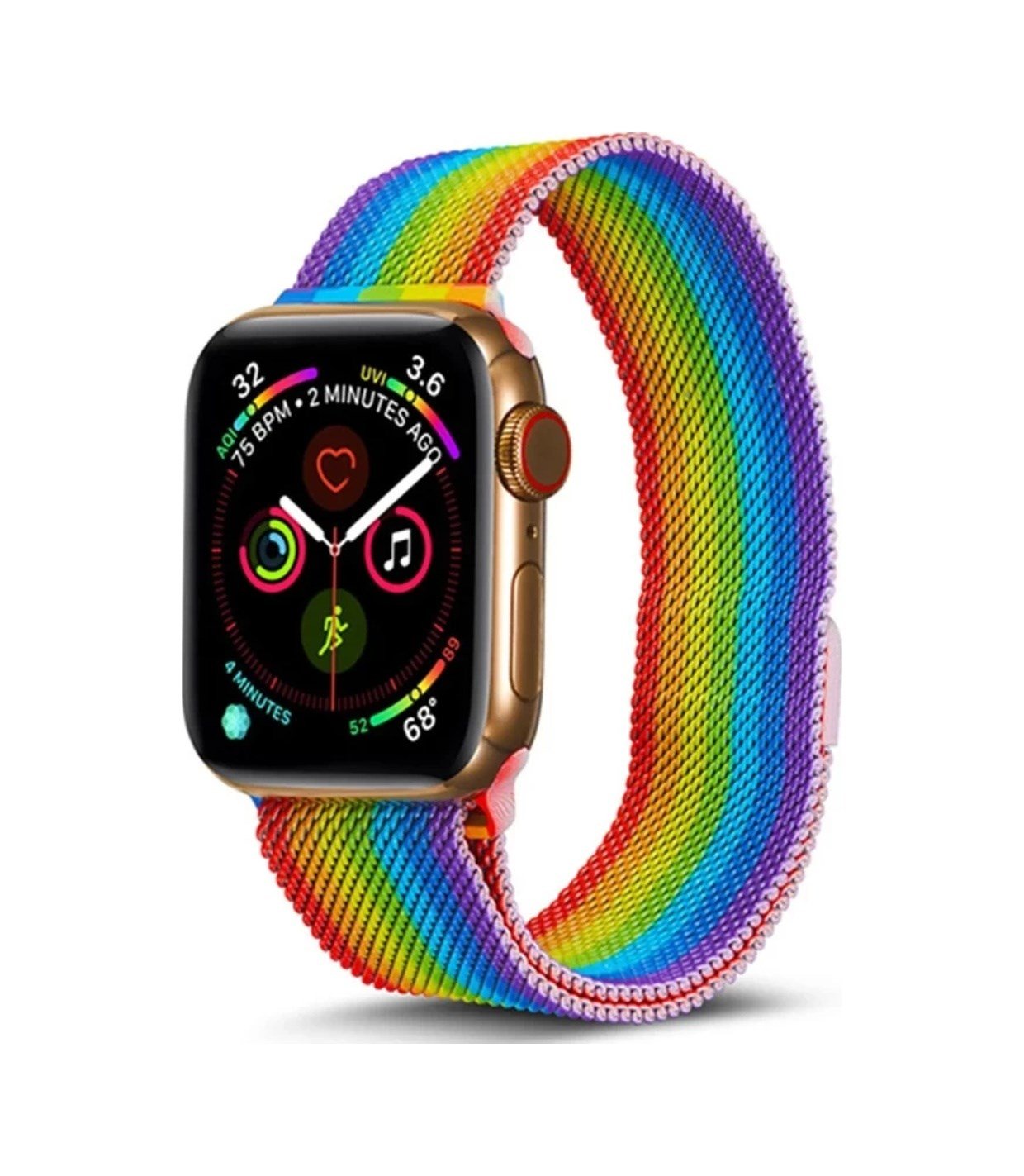 Apple Watch 38mm Uyumlu Metal Mıknatıslı Kordon - Gökkuşağı -