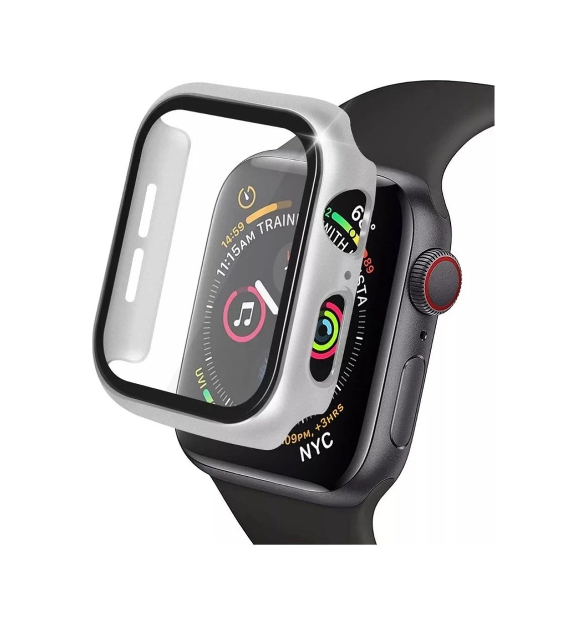 Apple Watch 41mm Uyumlu Camlı Kasa Ekran Koruyucu - Gümüş Diğer